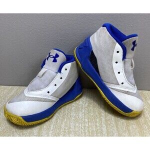 Under Armour Curry 3 Dub Nation White Blue Sneakers Kid's Size 5K 1276276-102